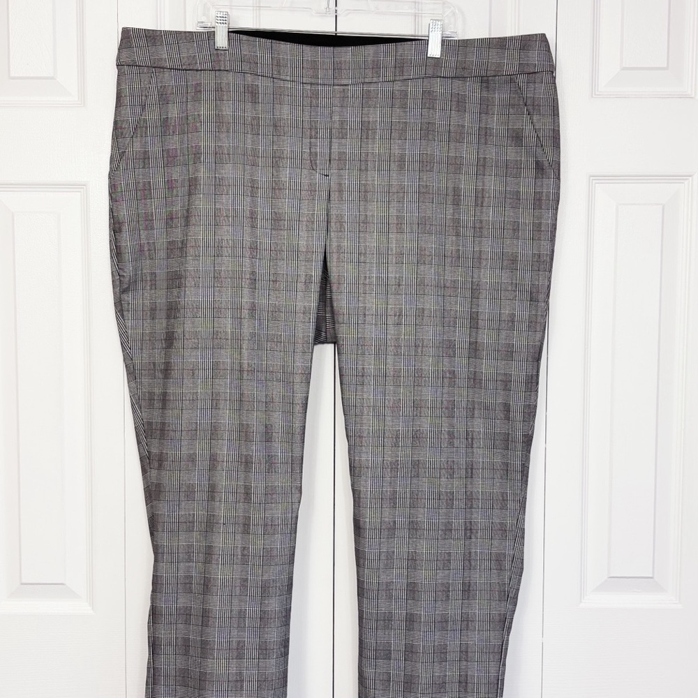 Liz Claiborne Classic Gray Glen Plaid Stretch Pull-On Emma Pants 24W